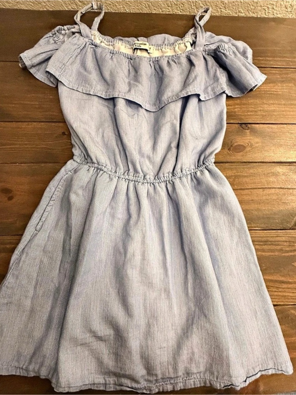 Abercrombie Kids Blue and White Striped Ruffle Dress Blue & White Striped Ruffle